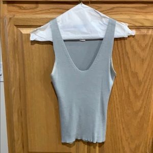 EUC J Crew silk tank silver/blue small